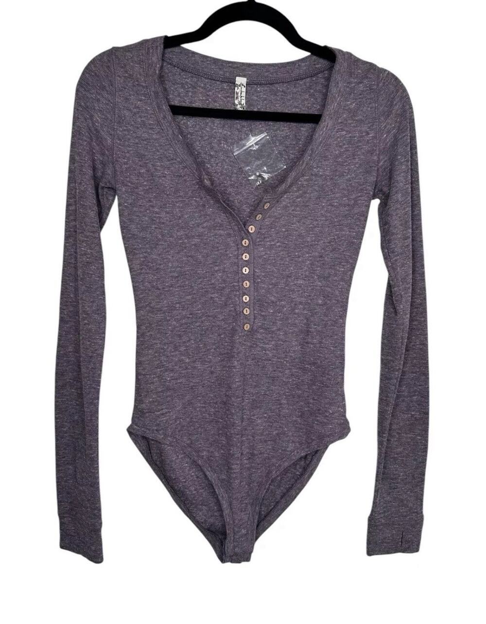 NEW Free People FP Thermal Henley Women Carly Bodysuit Med/Large Snap Crotch
